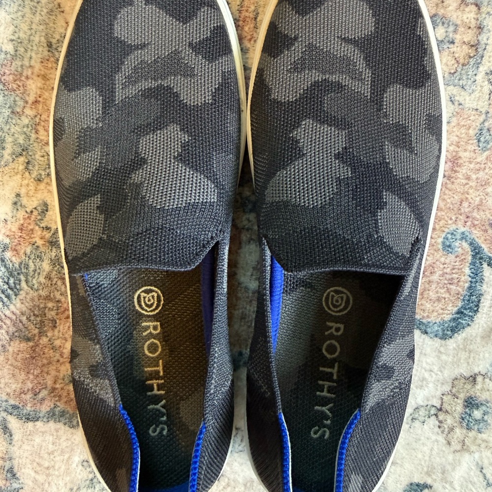 Rothy's Black Camo Slip-On Shoes